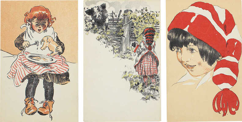 Лот из трех почтовых карточек фирмы «Треугольник». Пг., [1910-е].